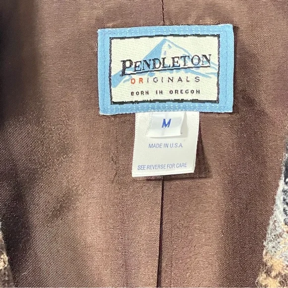 Pendleton womens medium Originals Plaid Blazer Jacket Wool W Brown & Beige